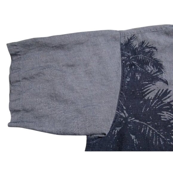 Reynolds & Perry Linen Hawaiian Shirt Gray Mens Sz XL Button Up Short Sleeve - Picture 11 of 13